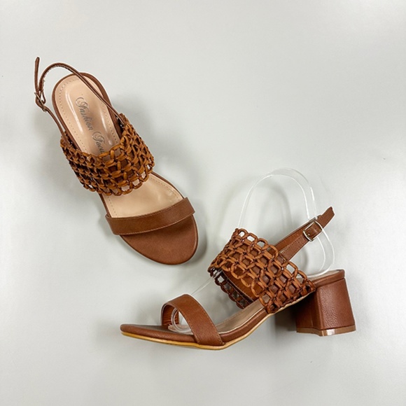 Short Heel Sandals from Fashion Focus - Oceria-3 Cognac - Picture 1 of 2